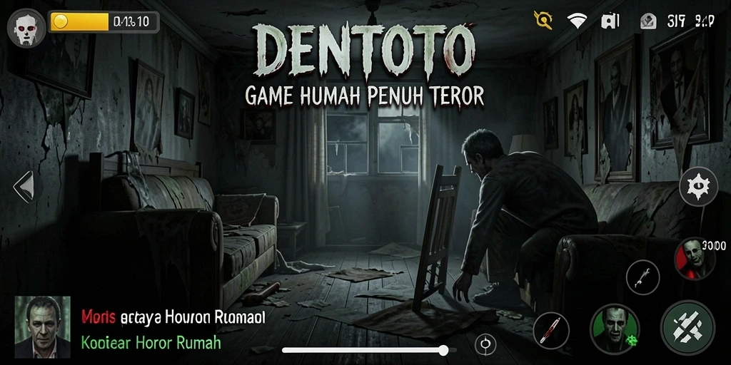 Tampilan antarmuka menyeramkan DENTOTO yang menegangkan dan penuh tantangan.