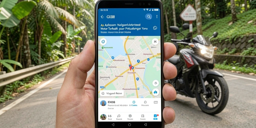 Tampilan antarmuka utama GX88 dengan fitur navigasi motor yang praktis.