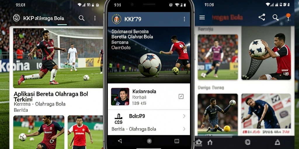 Tampilan antarmuka aplikasi KPK79 dengan berita olahraga bola terbaru.
