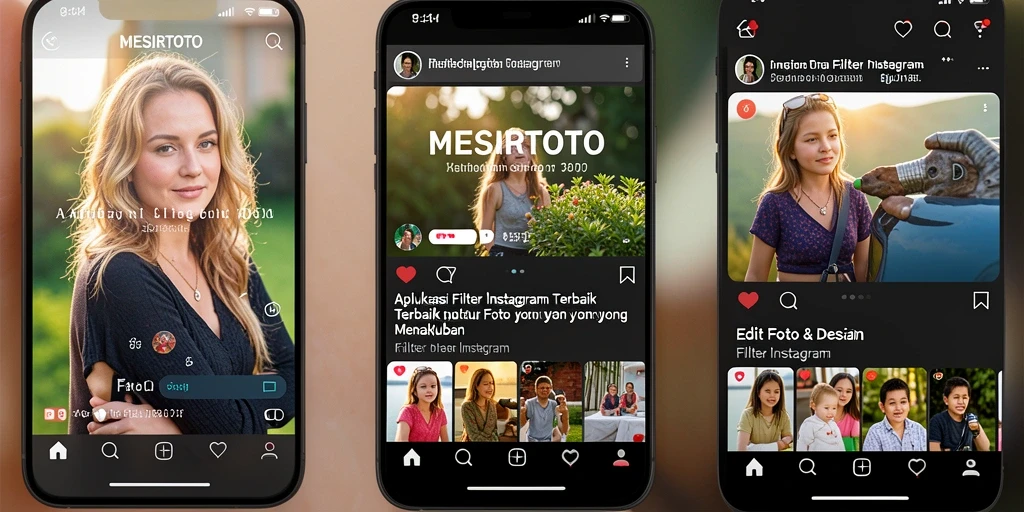 Antarmuka MESIRTOTO dengan pilihan filter Instagram yang beragam.