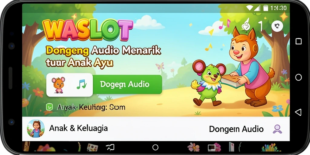 Antarmuka sederhana aplikasi WASLOT dengan beragam pilihan dongeng audio.