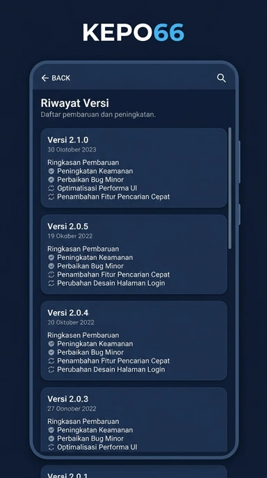Riwayat Versi Aplikasi kepo66 Terbaru untuk Android